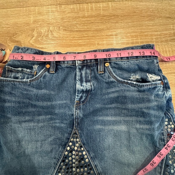 Blank NYC Blue Denim Skirt with Silver Studs - Picture 12 of 13